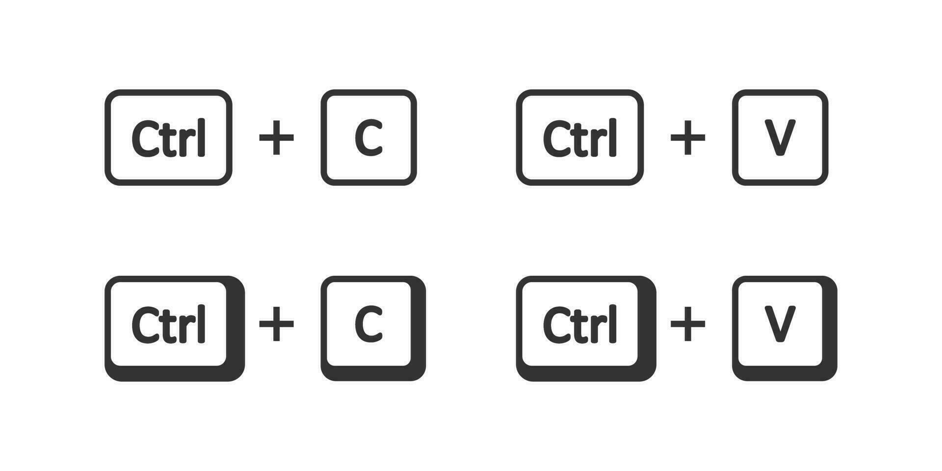 Kopieren und Einfügen Schlüssel Symbol Satz. Computer Tastatur Tasten Illustration Symbol. Zeichen Kopieren und Einfügen Kombination Vektor