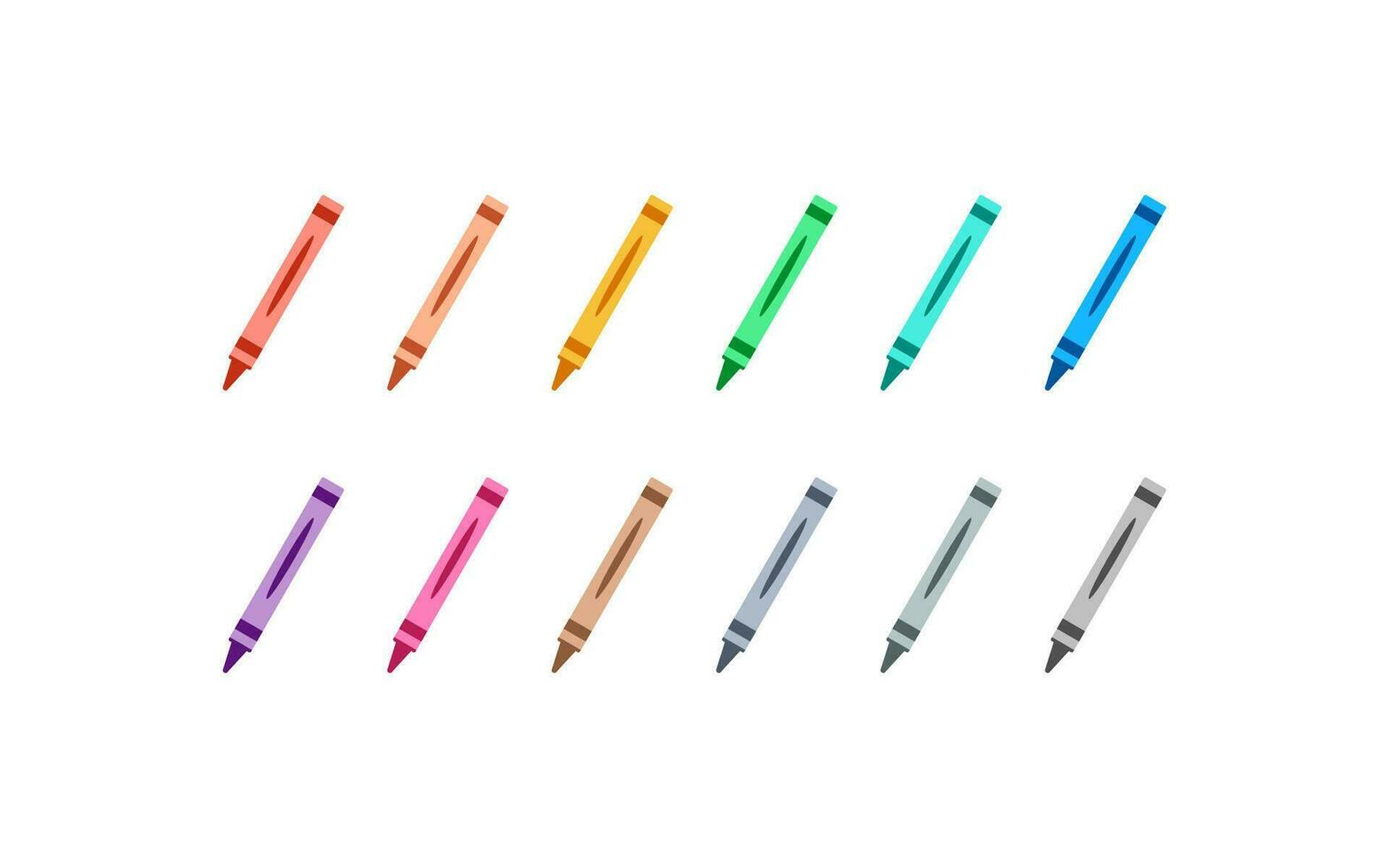 Buntstifte Regenbogen Symbol Satz. Wachs Bleistifte Illustration Symbol. Zeichen bunt Bleistifte Vektor