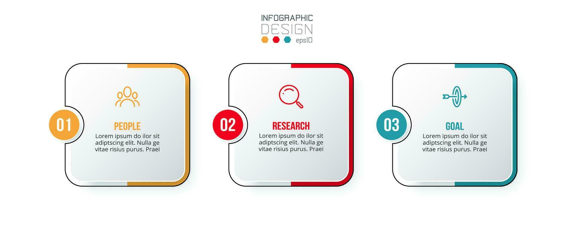 3 Schritt Präsentation zum Geschäft Infografik Vektor Design.