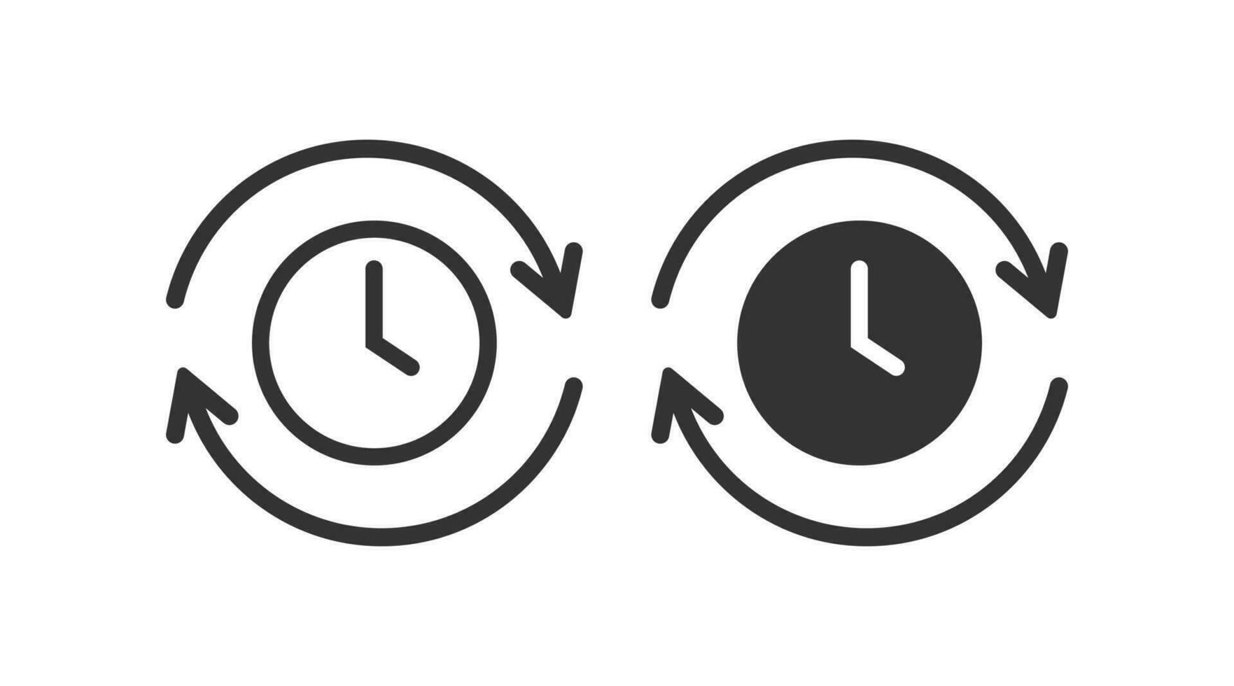 tillbaka tid Klockan ikon. refresh tid symbol. tecken app knapp vektor platt.