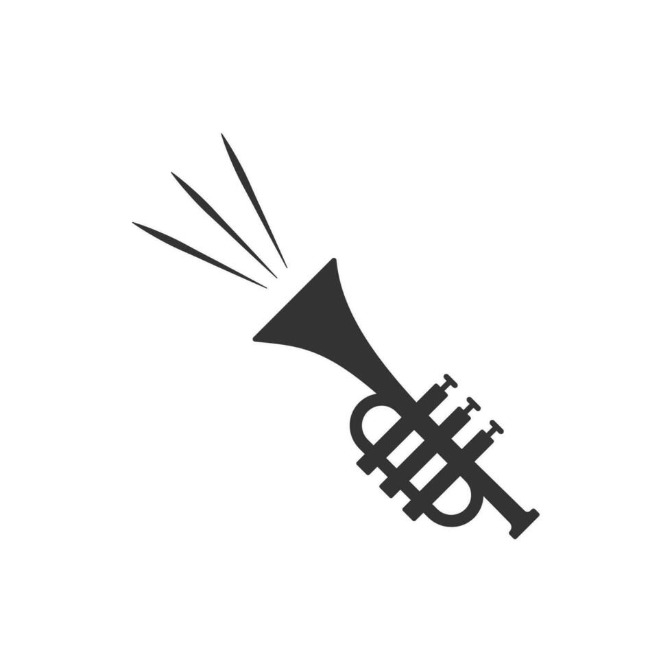 Musik- Trompete Symbol. Horn Symbol. Zeichen Musical Instrument Vektor Wohnung.