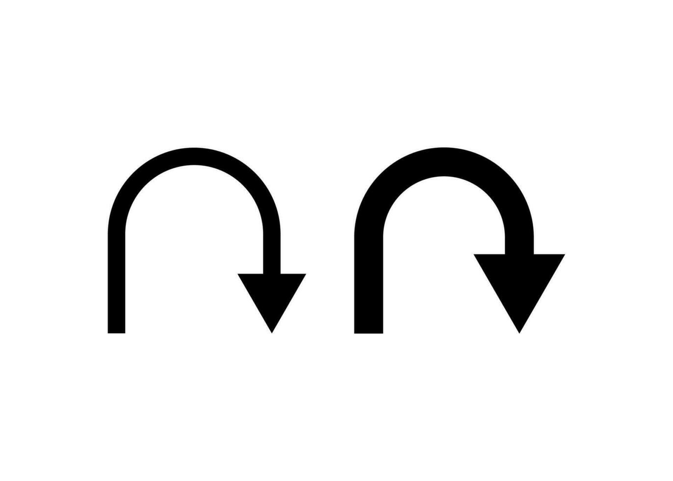 pil ikon. riktning symbol. tecken u sväng vektor platt.