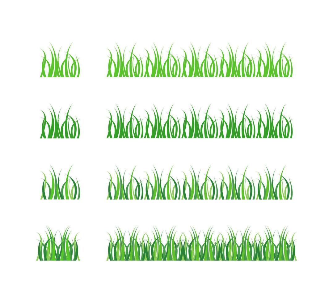 Grün Gras Symbol Satz. Golf abgelegt Dekoration Symbol. Zeichen Vegetation Vektor Wohnung.