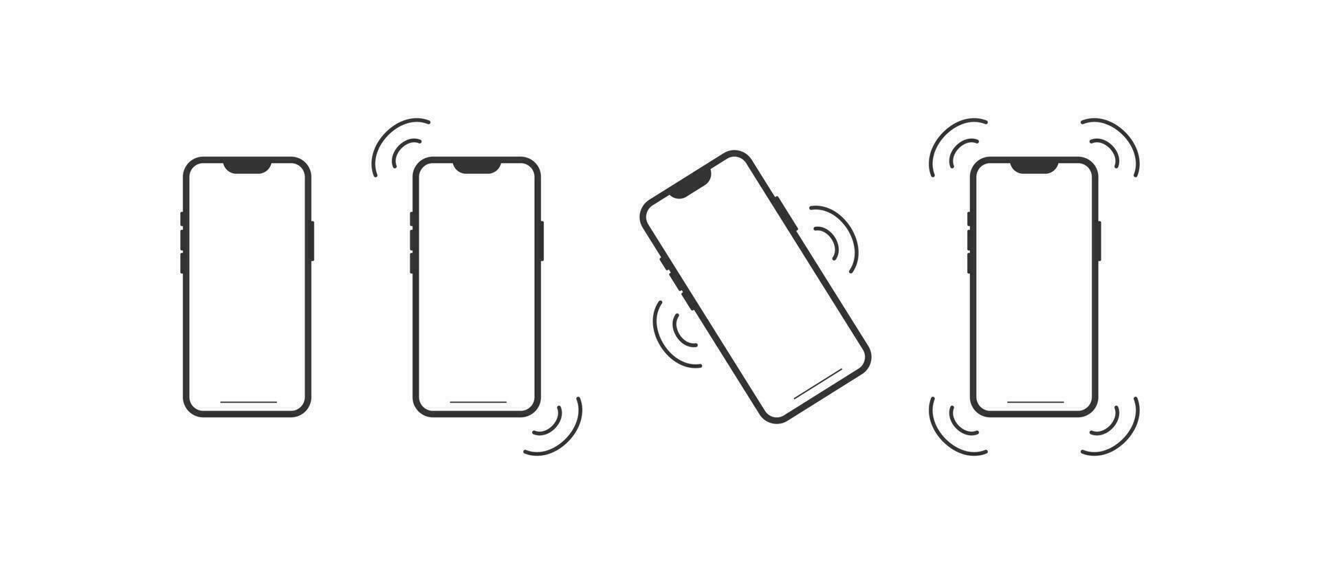 Klingeln oder vibrieren Telefon Symbole.Smartphone eingehend Anruf Symbol. Zeichen Vibration Berufung Vektor. vektor