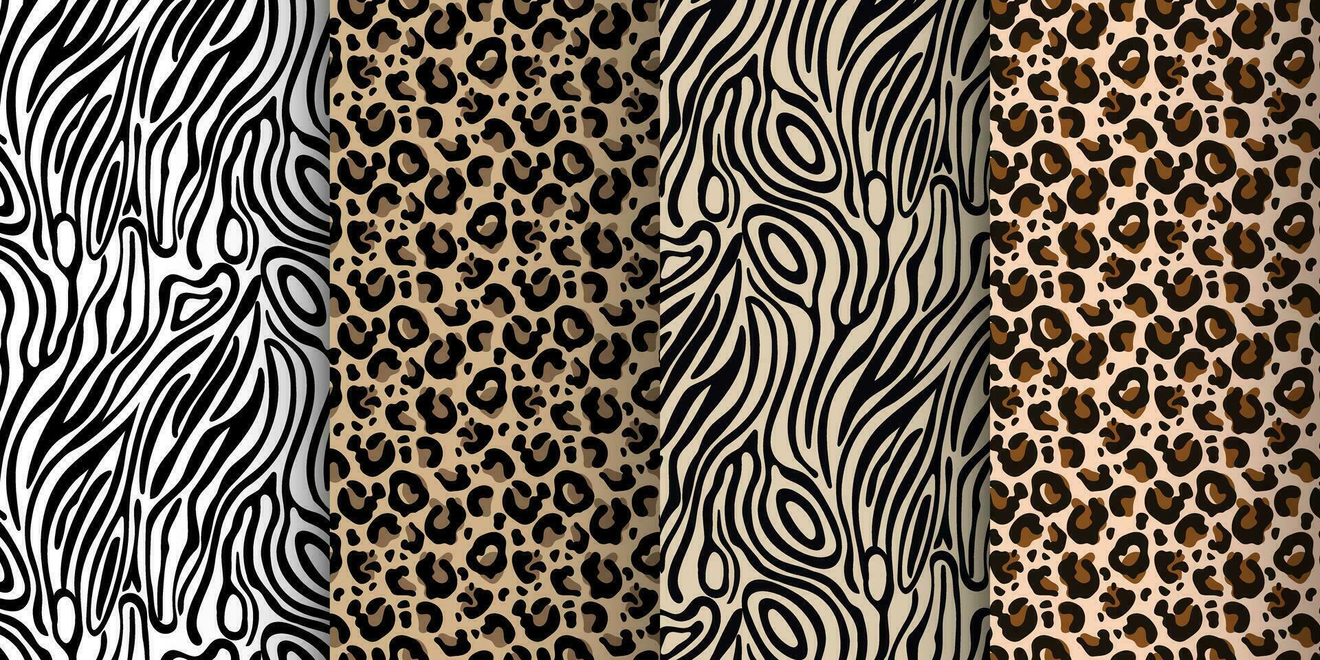 leopard, tiger sömlös mönster, abstrakt vild djur- hud bakgrund. uppsättning av leopard texturer, bakgrund design, grafik, textilier. vektor