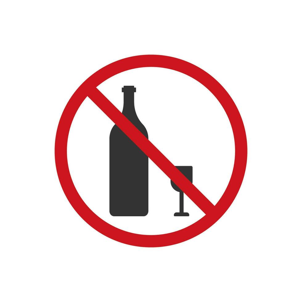 förbjuda på dricka alkohol ikon. sluta flaska symbol. tecken förbjuden viner vektor. vektor