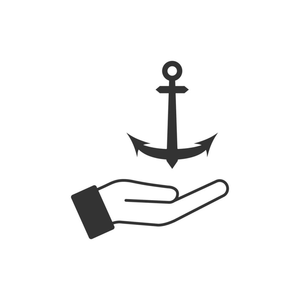 ankare ett öppen handflatan ikon. fartyg broms symbol. tecken kapten vektor. vektor