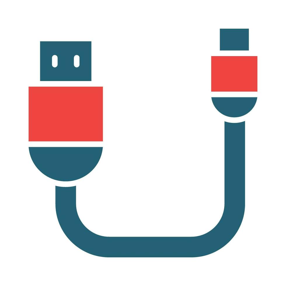 data kabel- glyf två Färg ikon design vektor