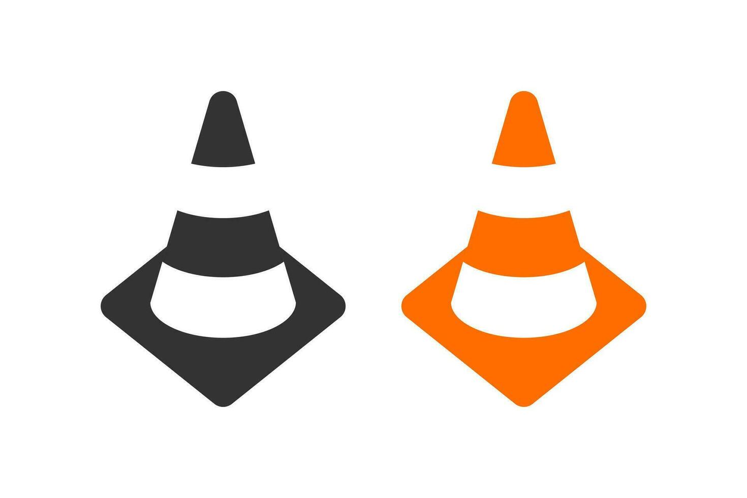 orange och svart säkerhet kon ikon. väg barriär symbol. tecken trafik signal vektor. vektor