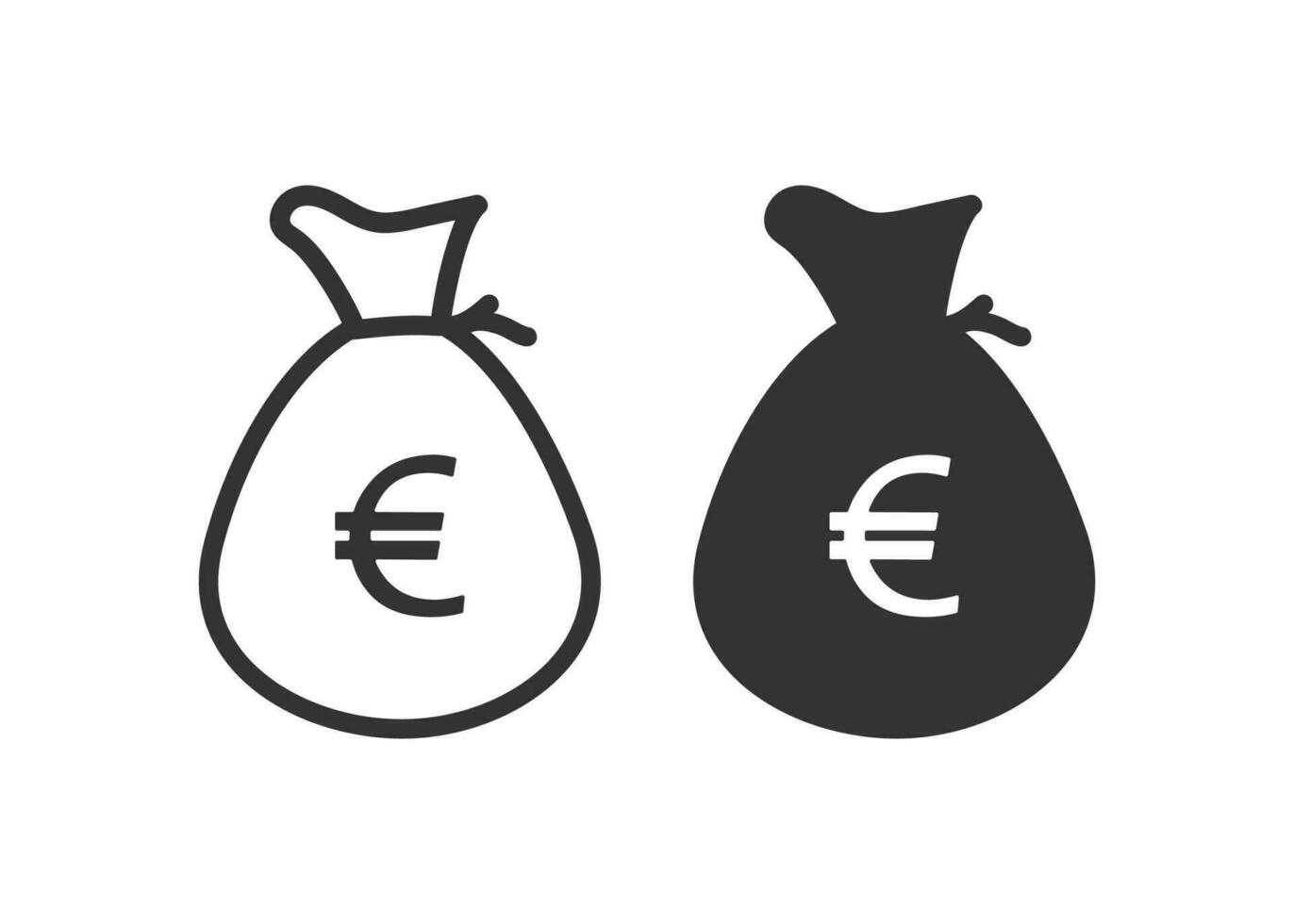 Tasche von Euro Symbol. Sack Münze Symbol. Zeichen Geld Vektor. vektor