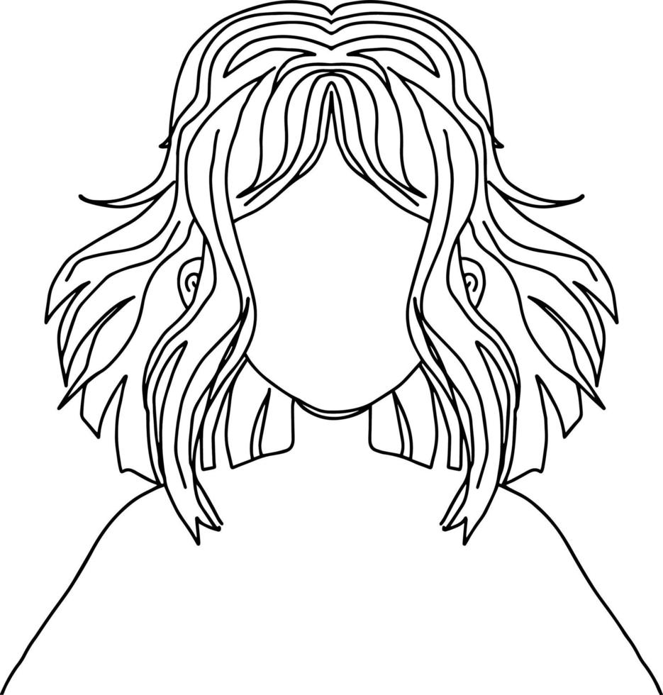 vektor ung flicka med kort vågigt hår bob siluett