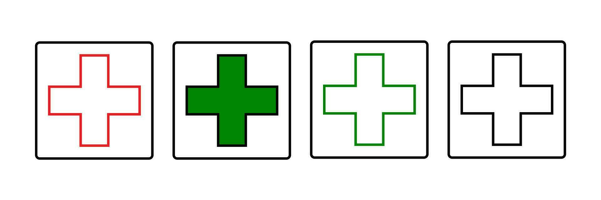 medicinsk korsa ikon. sjukhus symbol. tecken apotek vektor. vektor