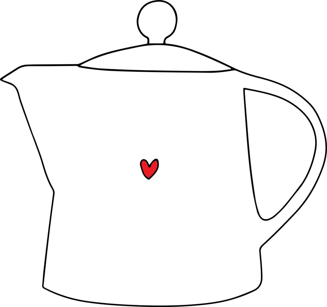 Teekanne mit Herz und 2 Tassen Frau und Frau mit Herzen. Vektor isoliertes Teepaar