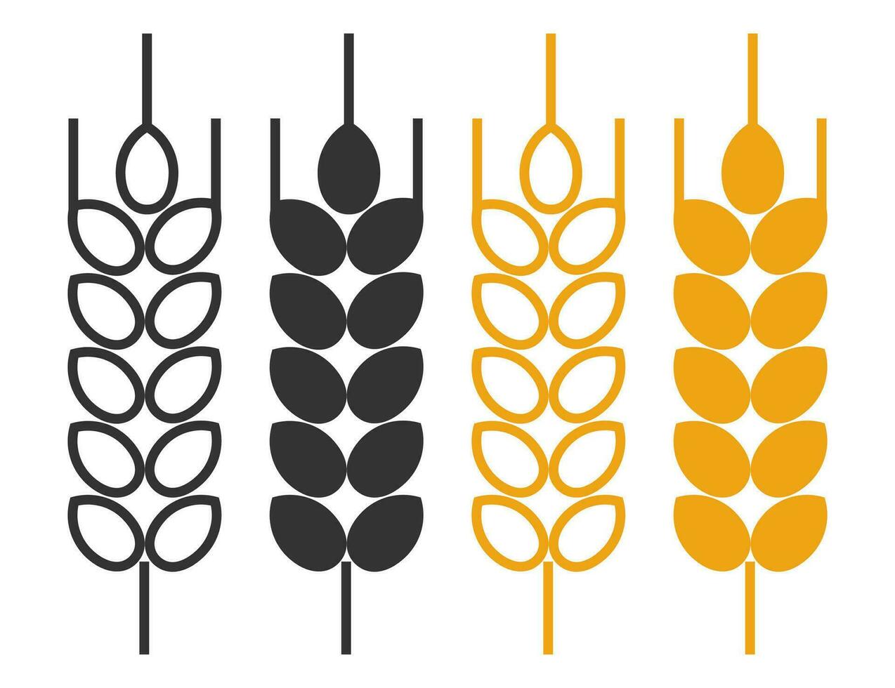 Ährchen Symbol. Schwarz, Gelb Weizen Symbol. Zeichen dazugewinnen Vektor. vektor