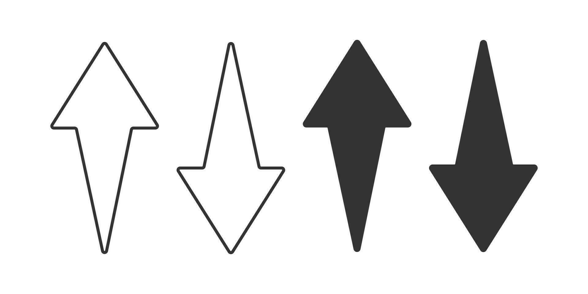 upp, ner pil ikon. abstrakt knapp symbol. tecken pekare vektor. vektor