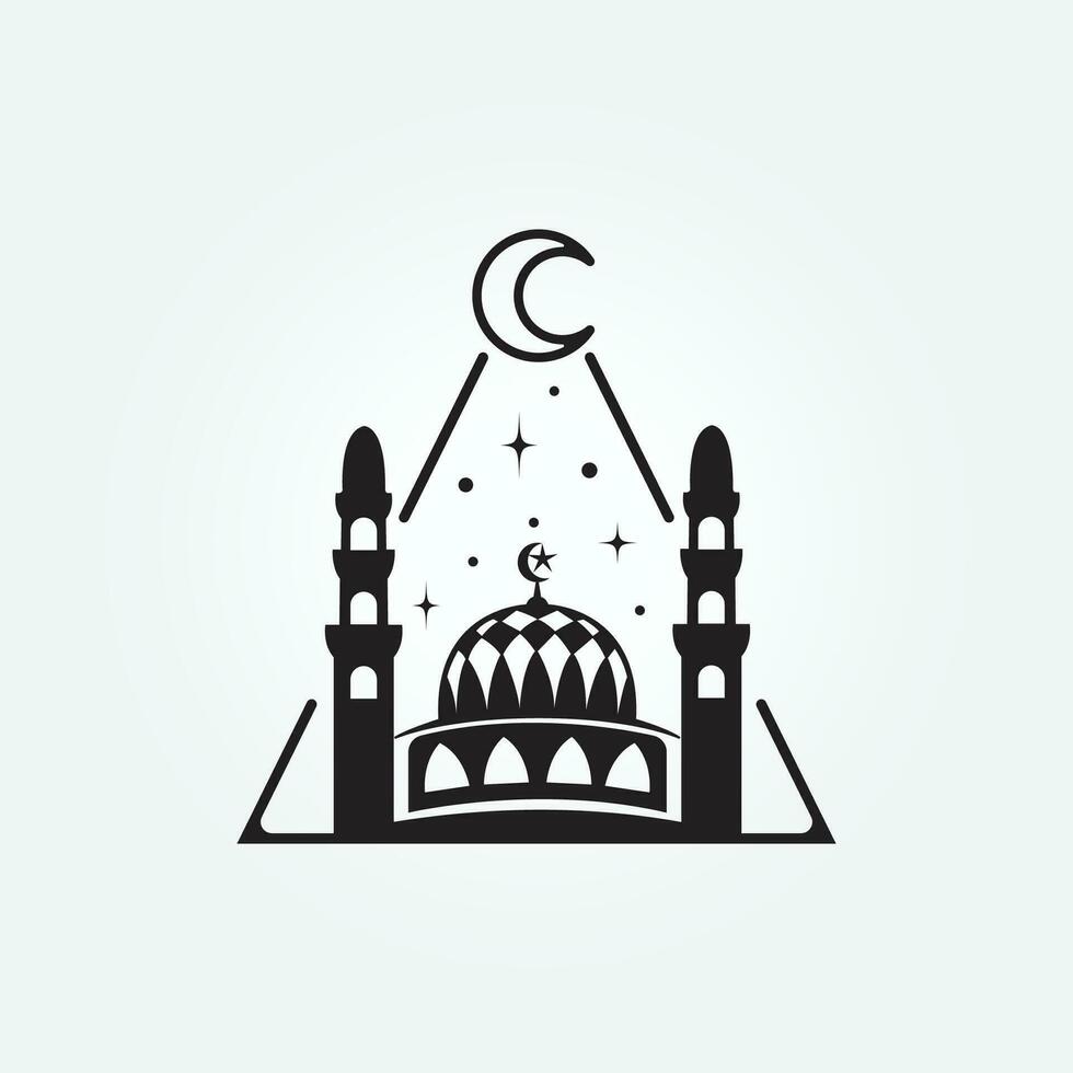 moskélogotyp, muslimsk logotyp vektorillustration designgrafik, vintage logotyp vektor