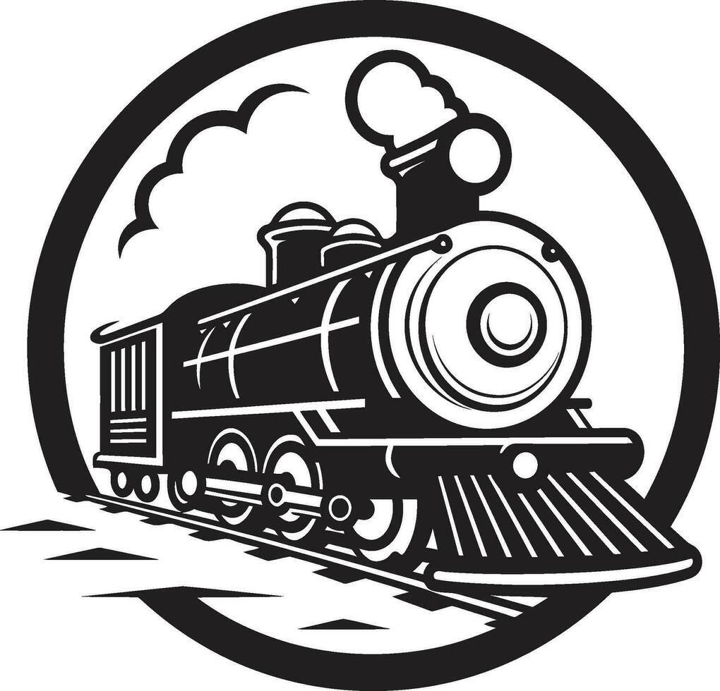 retro järnvägar svart vektor ikon nostalgisk tåg spår vektor design