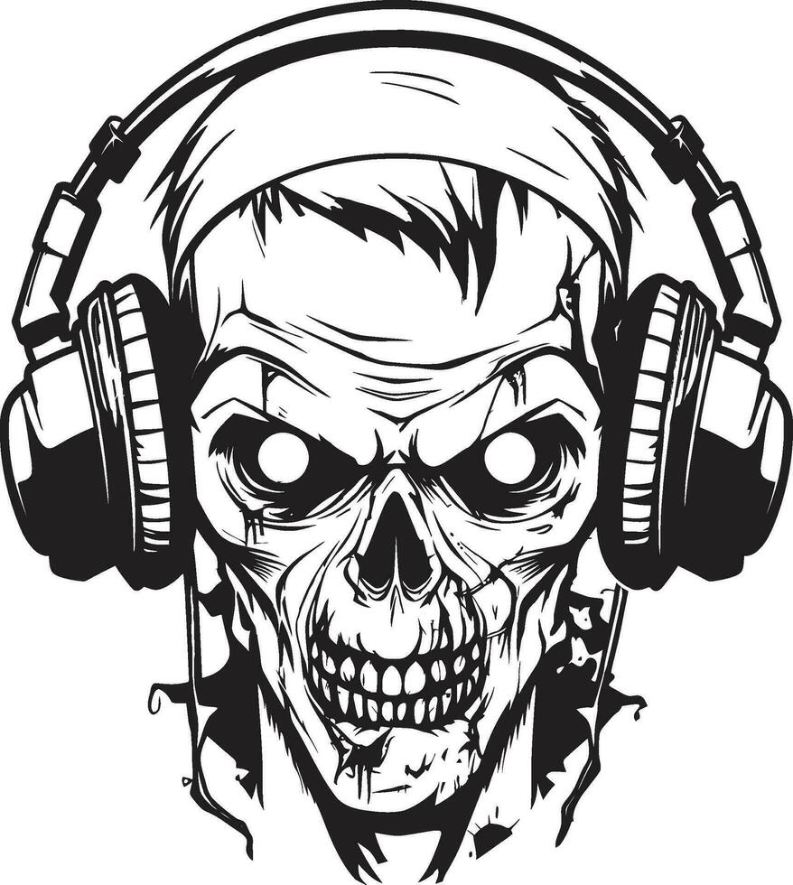 zombie dj sammansättning eleganta hörlurar ikon odöda audio blanda zombie hörlurar vektor