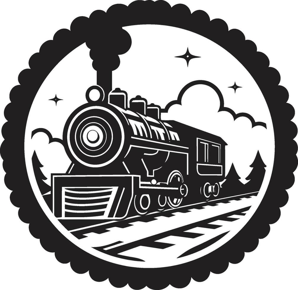 klassisch Eisenbahn Reise schwarz Vektor Symbol Erbe Zug Route Vektor Design