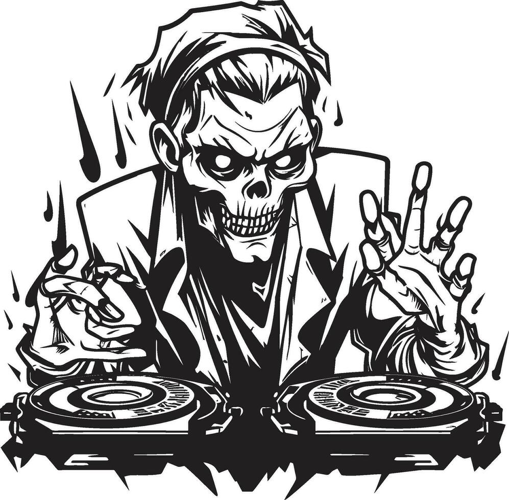 Zombie dj Elektro schlägt Vektor Symbol Untote Drehscheibe Nervenkitzel Zombie Vektor