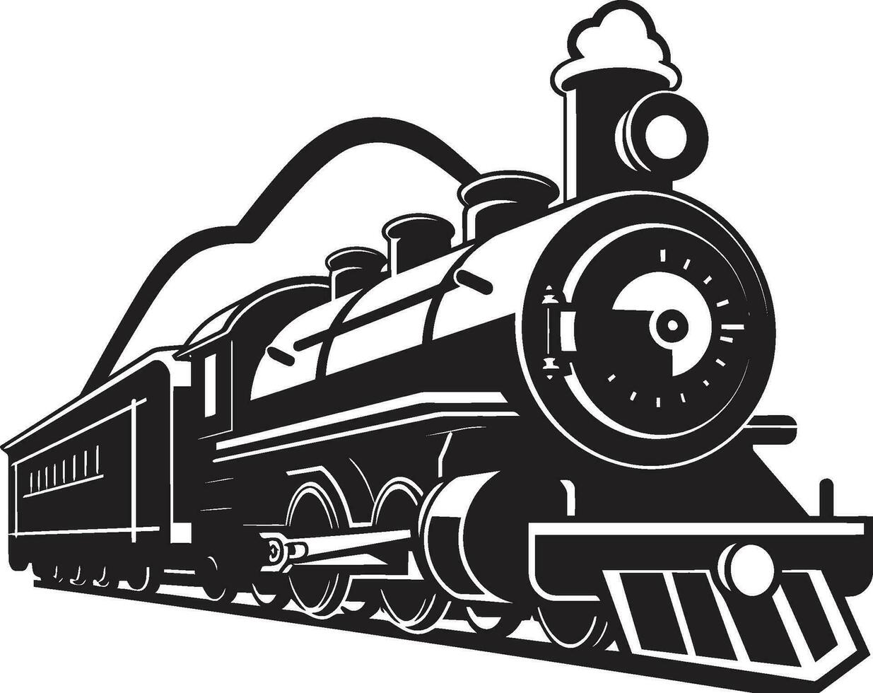 alt Zeit Schiene System Vektor schwarz Design klassisch Eisenbahn Reise schwarz Vektor Symbol