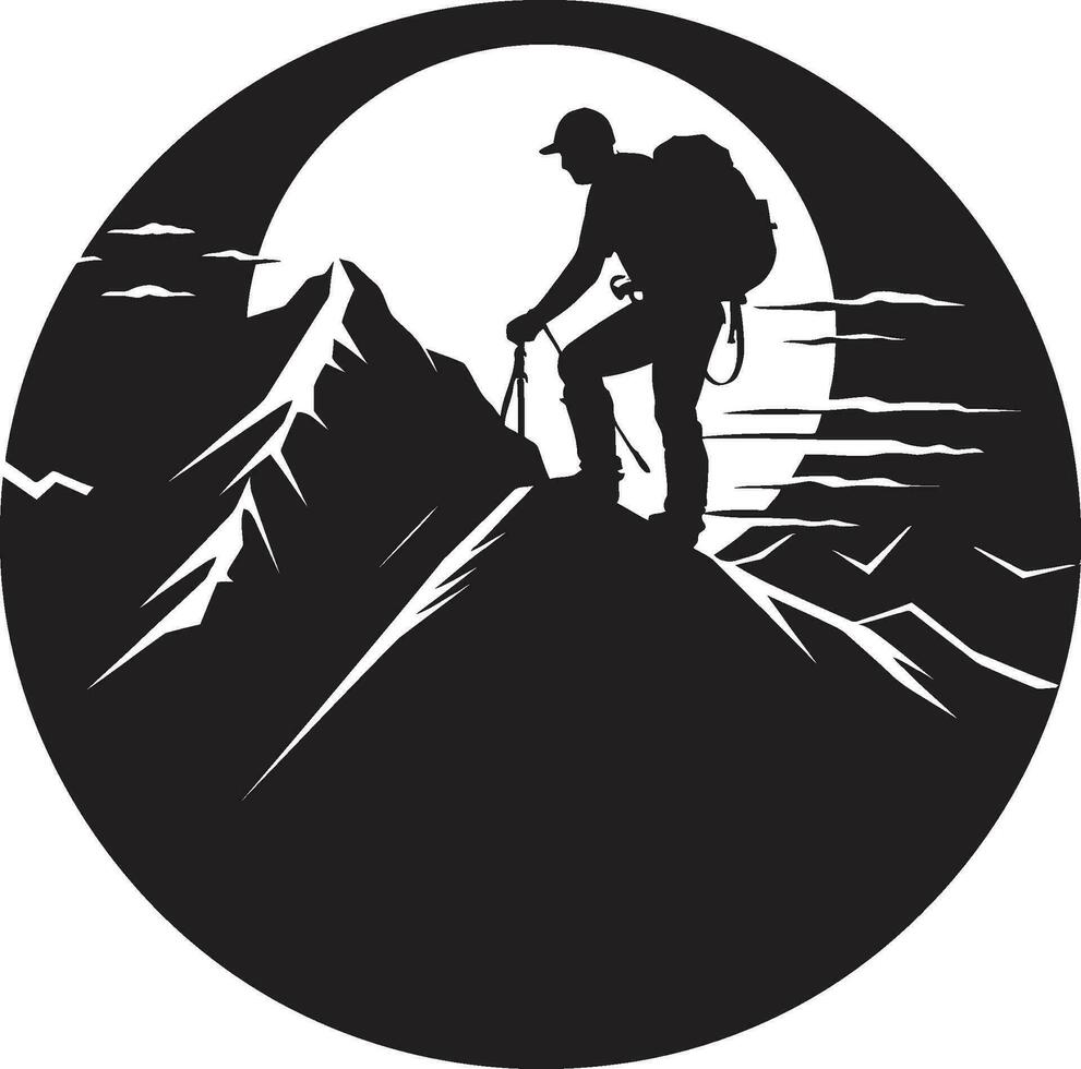 Klettern Expedition Vektor Design Felsen Bergsteiger Silhouette schwarz Symbol