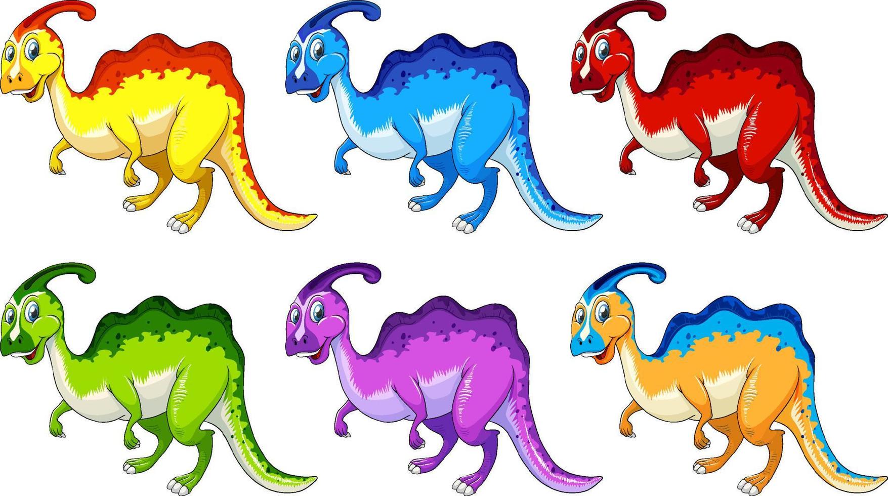 uppsättning av parasaurus dinosaurie seriefigur vektor
