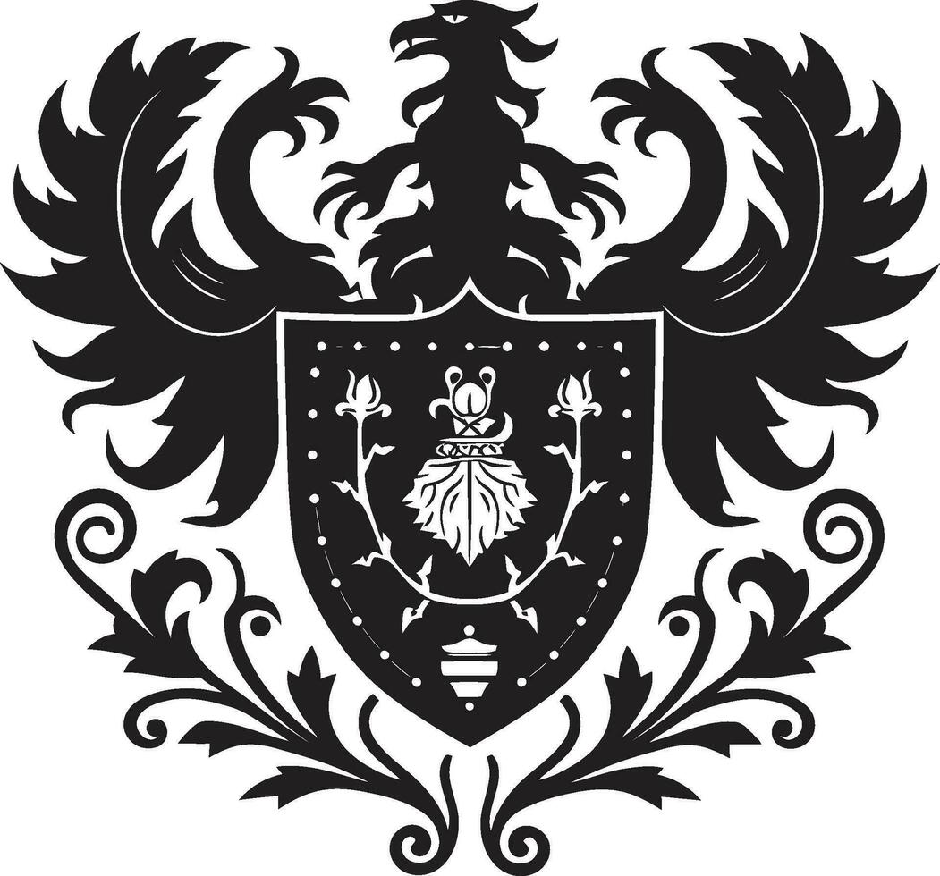 souverän Insignien schwarz Vektor Design imposant Dynastie Kamm Vektor heraldisch Symbol