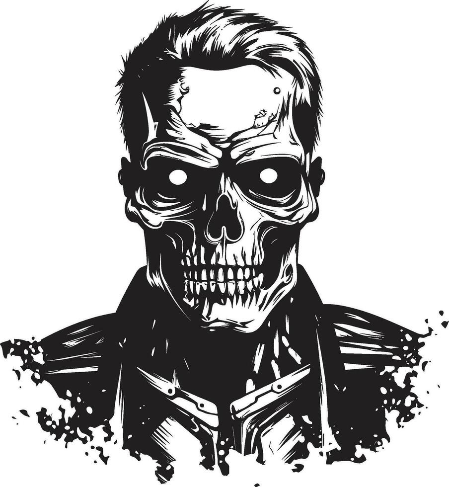 metallisch Zombie Umwandlung Vektor Design Cyborg Wiederbelebung Zombie Vektor Symbol