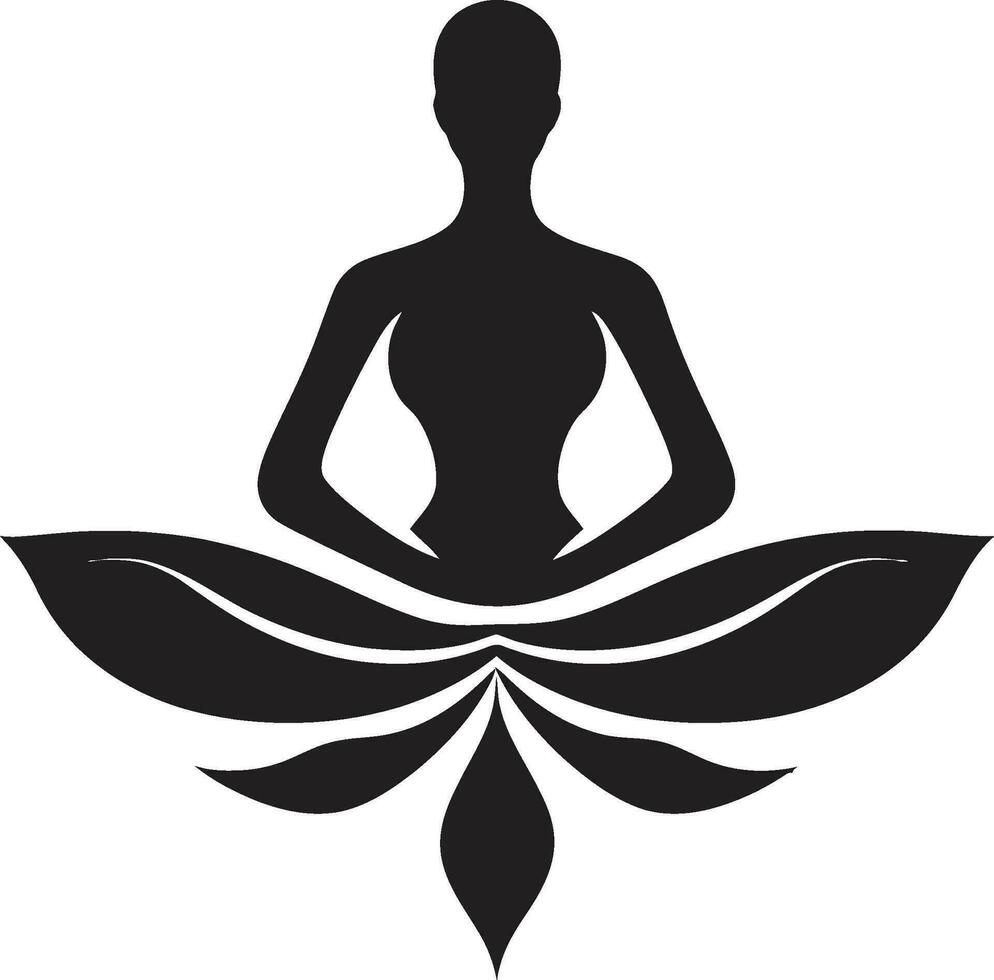 anmutig Blick schwarz Yoga Frau Symbol still Triade Yoga Frau Emblem im Vektor