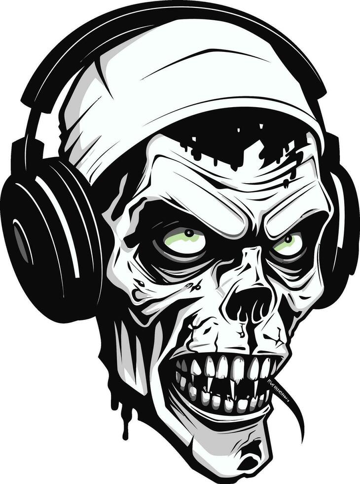 odöda beatbox zombie höft hopp ikon zombie mic kolla upp höft hopp vektor design