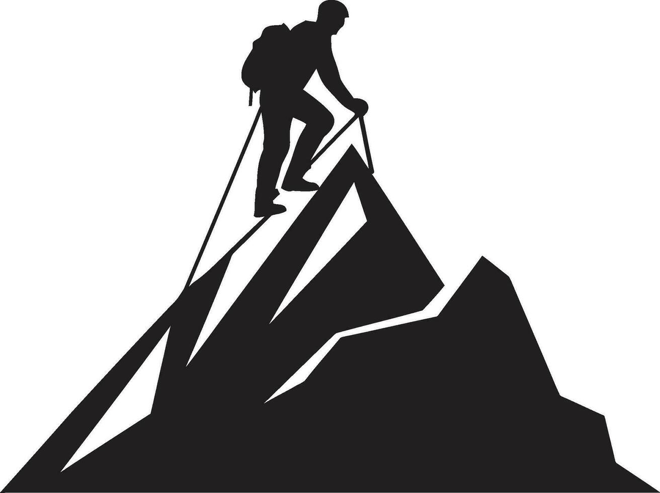 Vertikale Bergsteiger Vektor Design Gipfel Eroberung schwarz Symbol