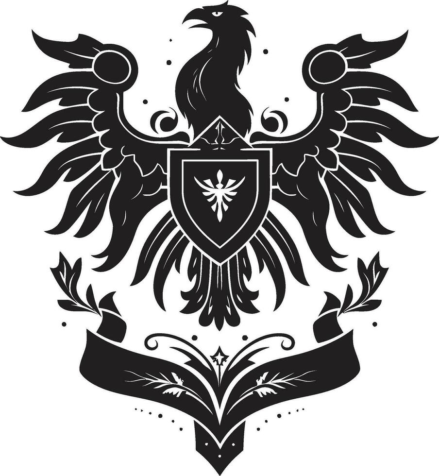 ädel vapen silhuett vektor design kunglig ridderlig emblem svart vektor ikon
