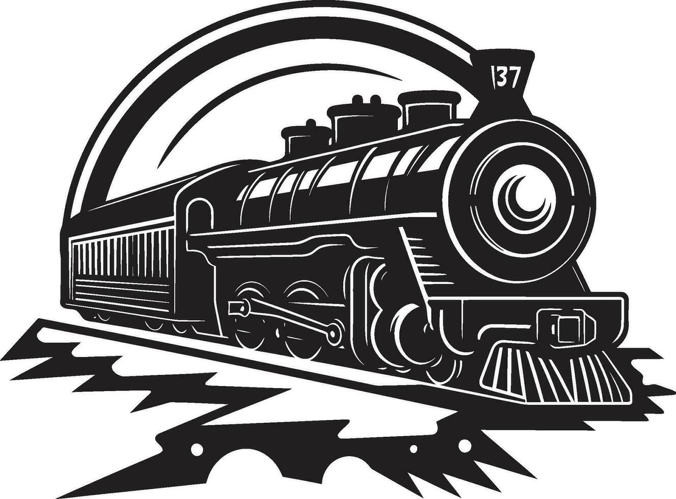 retro Eisenbahnen schwarz Vektor Symbol nostalgisch Zug Spuren Vektor Design