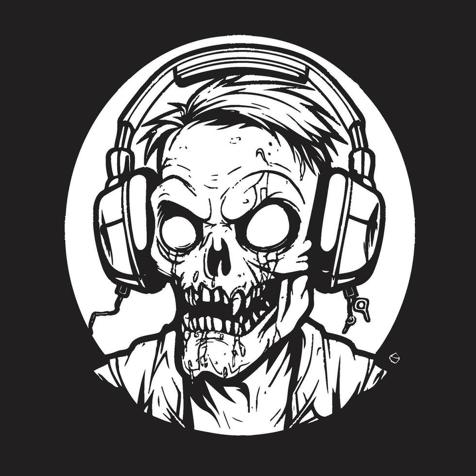 Zombie Schallwellen Kopfhörer Vektor Design Leiche dj Zombie Kopfhörer Symbol