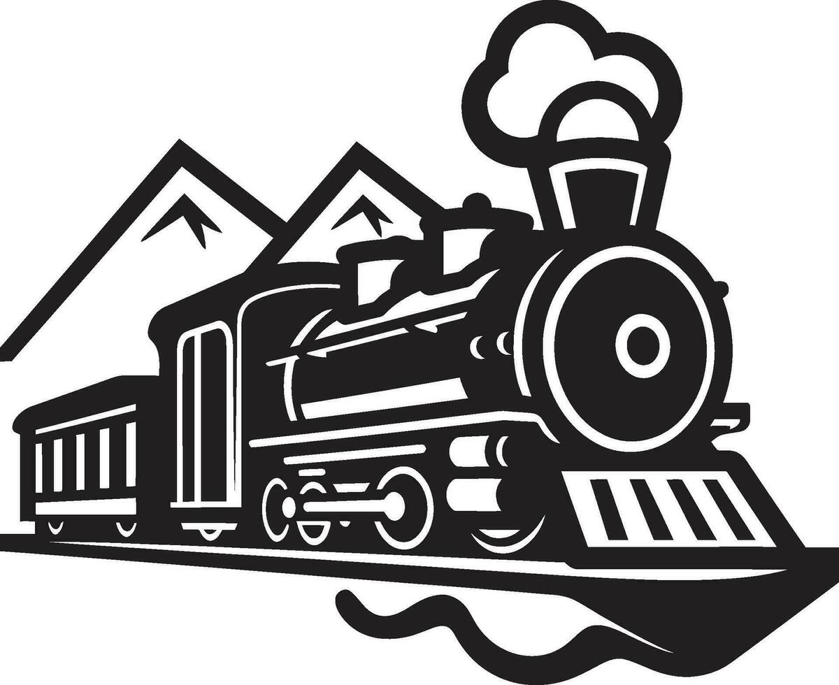 retro Eisenbahn System schwarz Symbol Antiquität Transport Linien Vektor schwarz Design