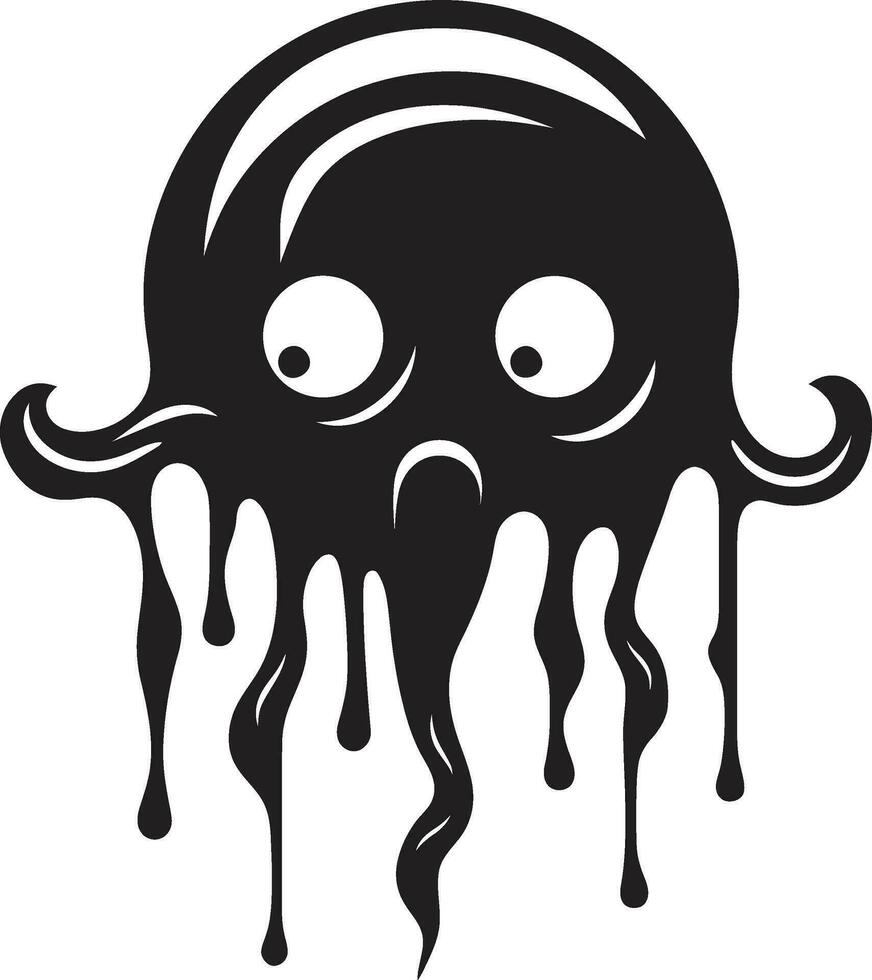 bedrohlich Schleim Kreatur Vektor Kunst von Grusel Tonhöhe schwarz Pfützen ein faszinierend Vektor Logo