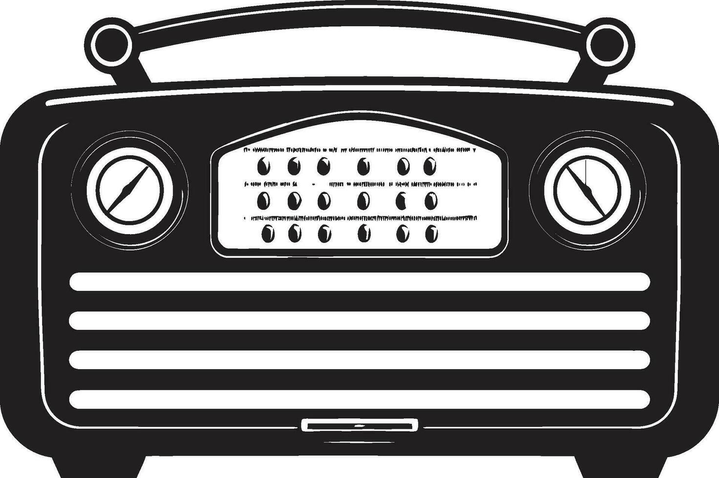 Erbe Audio- Gerät Vektor schwarz Design klassisch Radio Empfänger schwarz Vektor Symbol