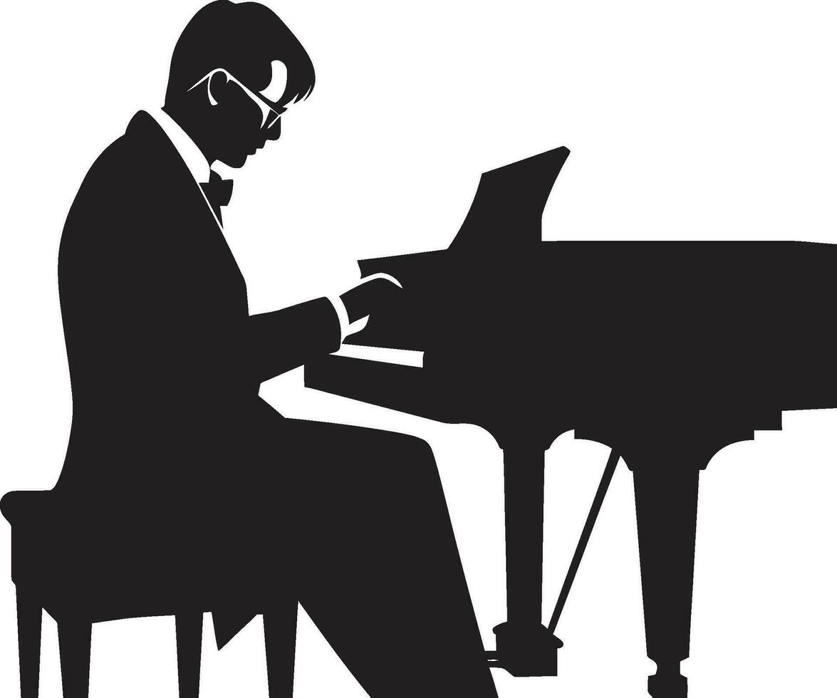harmonisk keyboardisten vektor svart design begåvad pianist svart vektor ikon