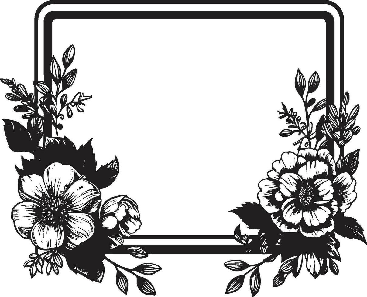 dynamisch Mitternacht blühen Umhüllung schwarz Rand Emblem elegant Blumen- Verschönerung Vektor schwarz Umfang