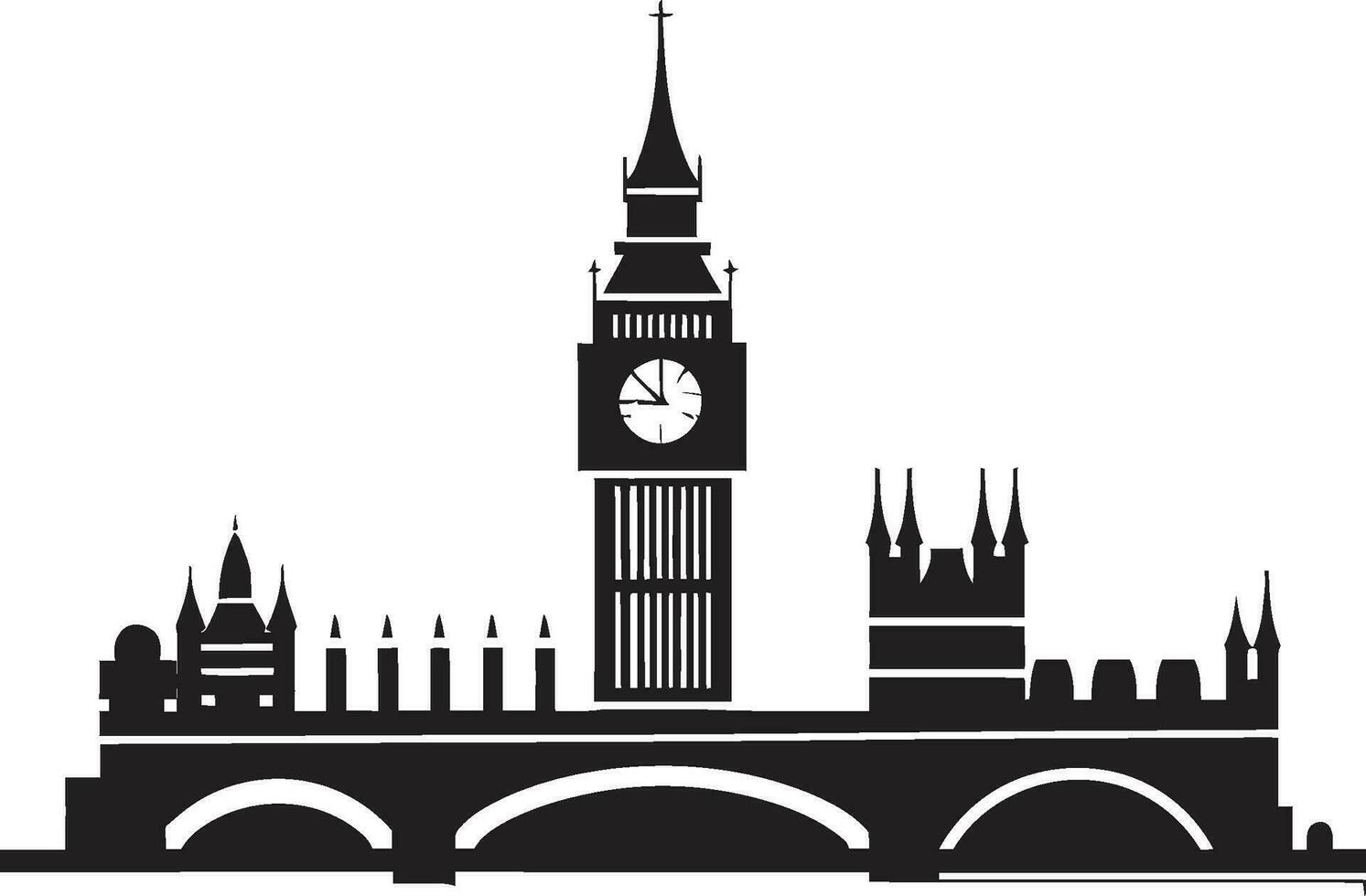 horisont silhuett svart vektor London brittiskt storstads profil vektor design