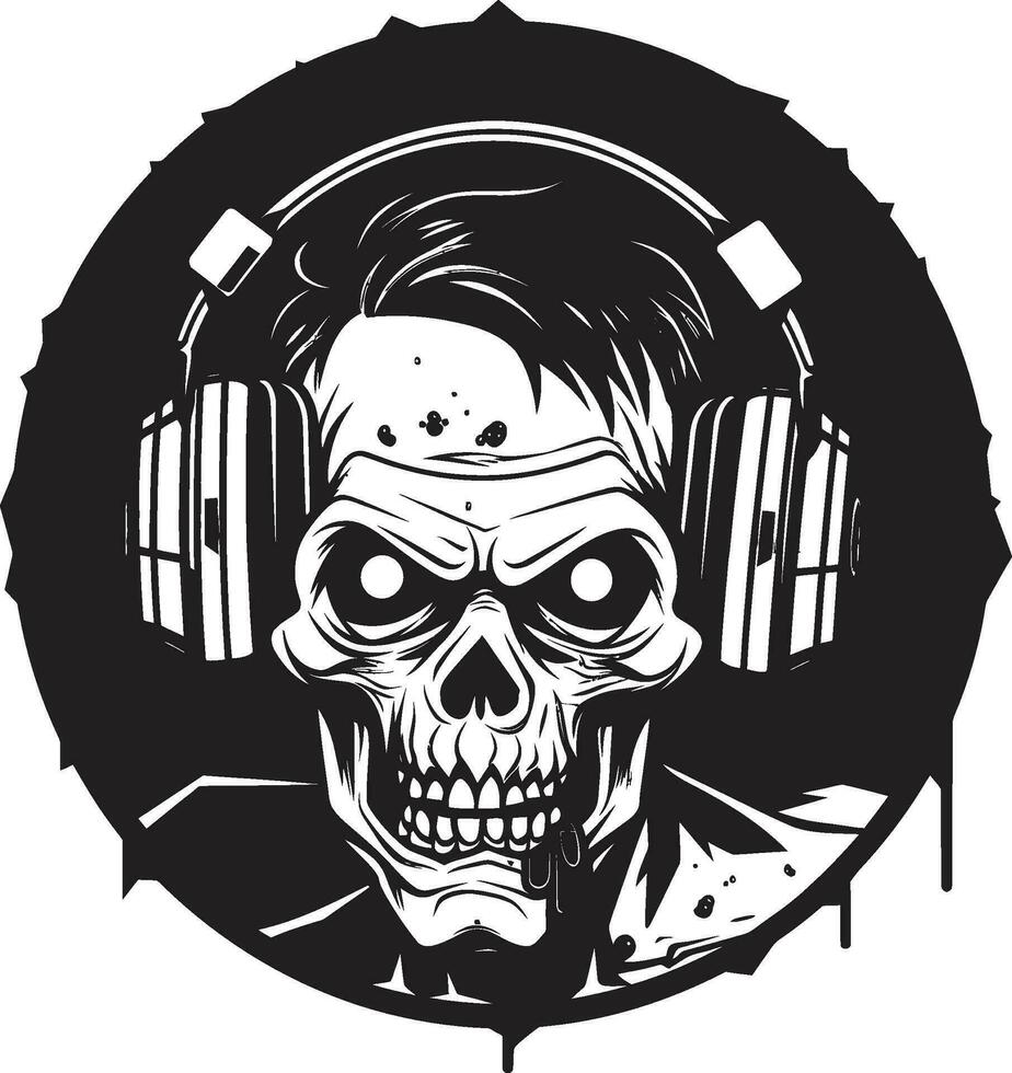 zombie dj snurra vektor ikon makaber musik mixer zombie vektor