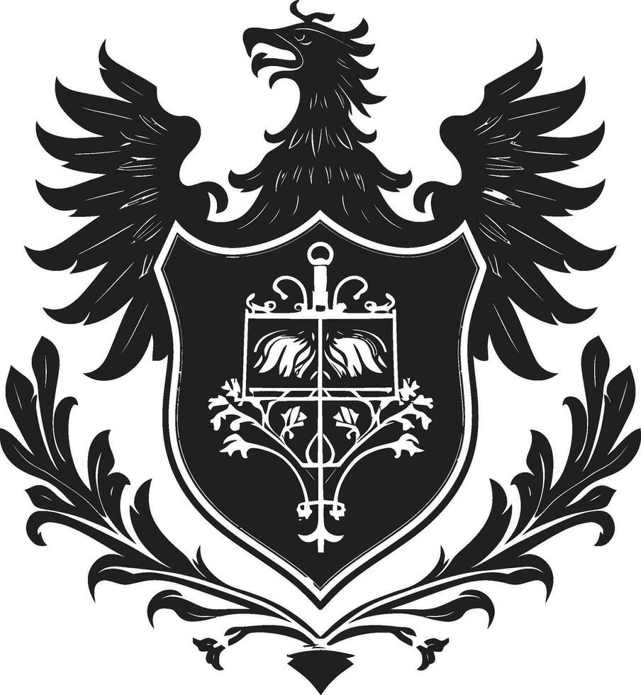 imposant Dynastie Kamm Vektor heraldisch Symbol edel ritterlich Heraldik schwarz Vektor Symbol