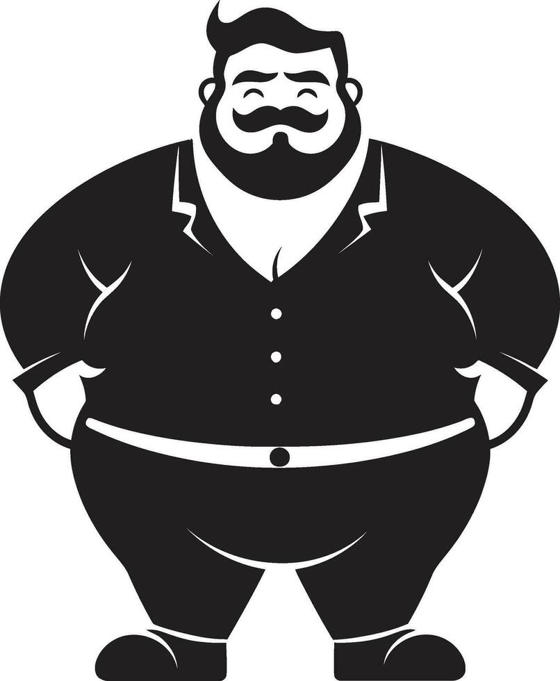 rundlich Stolz schwarz Symbol zum Fettleibigkeit Anwaltschaft Kurven entfesselt Vektor Logo von ein Stout Gentleman