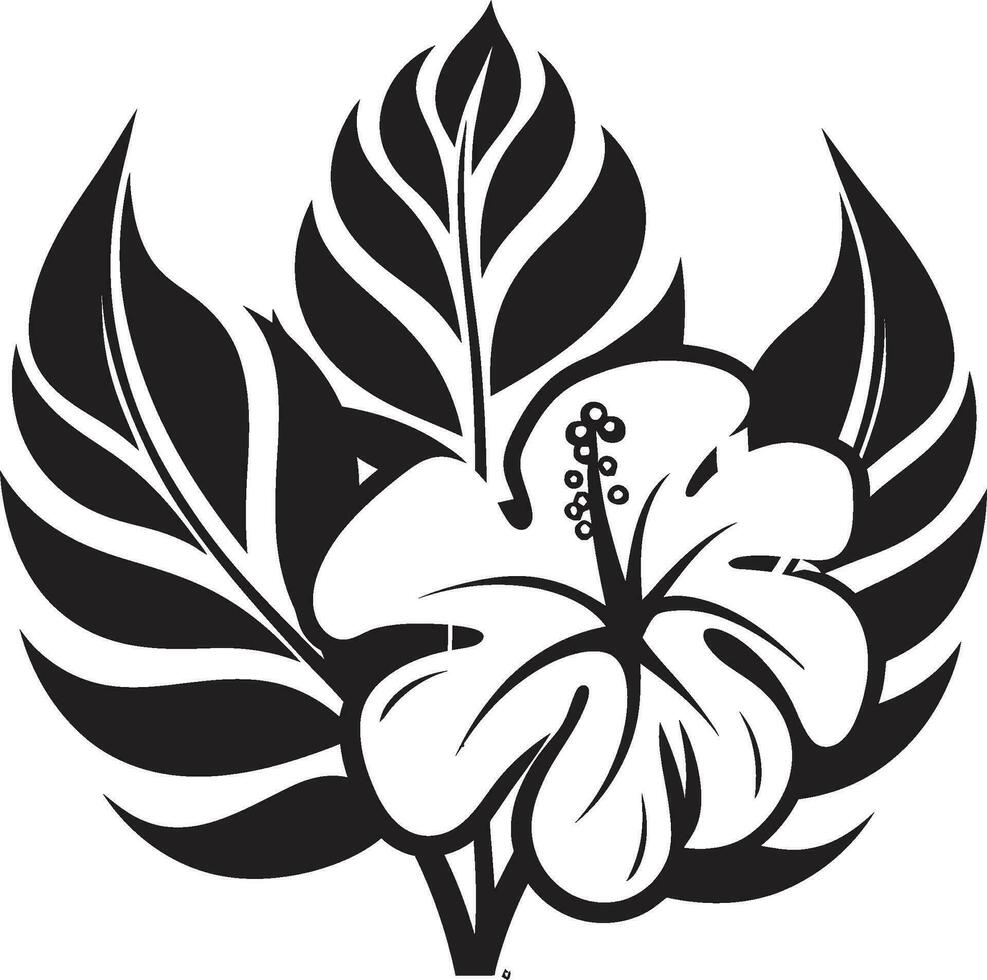 üppig Blumen- Oase Vektor Design tropisch Garten Wunder schwarz Symbol