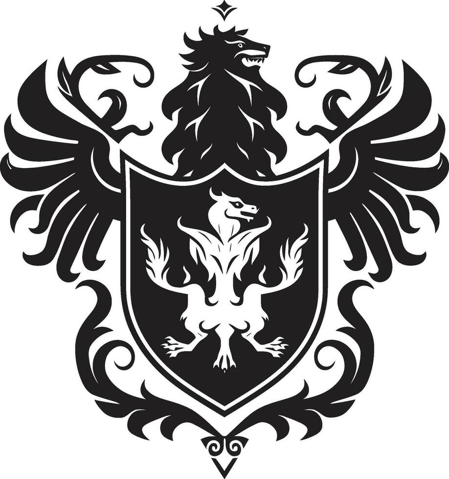 edel ritterlich Heraldik schwarz Vektor Symbol elegant königlich Mantel von Waffen Vektor Emblem
