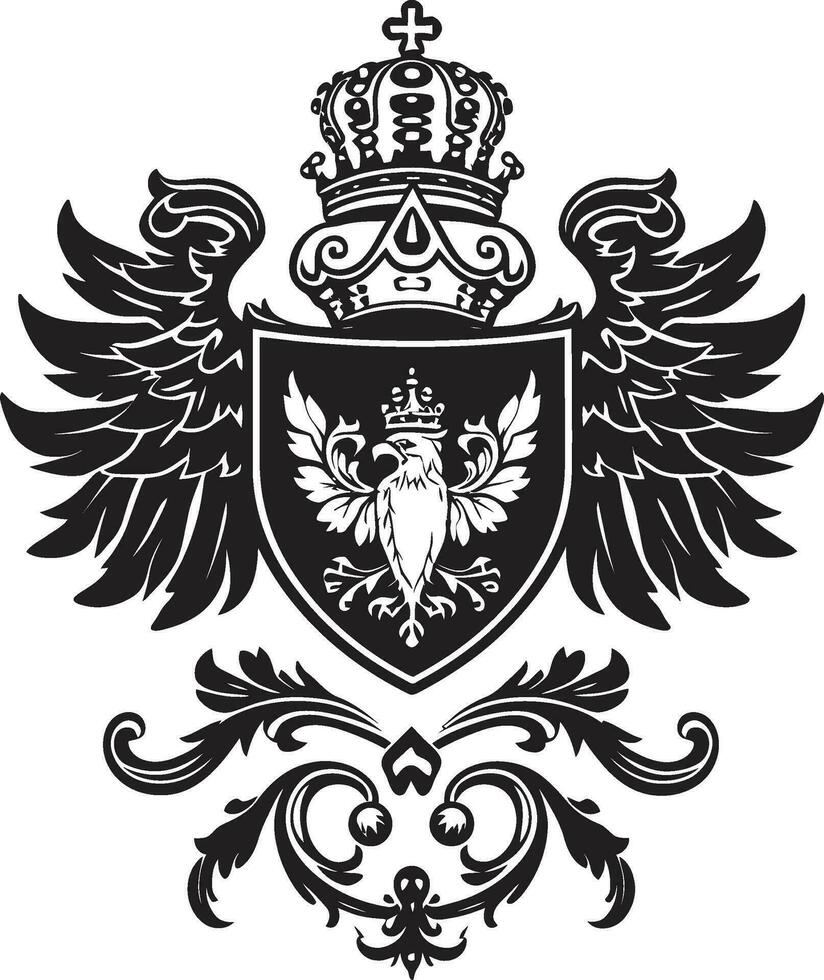 galant königlich Kamm schwarz Vektor Symbol aufwendig heraldisch Insignien Vektor Emblem