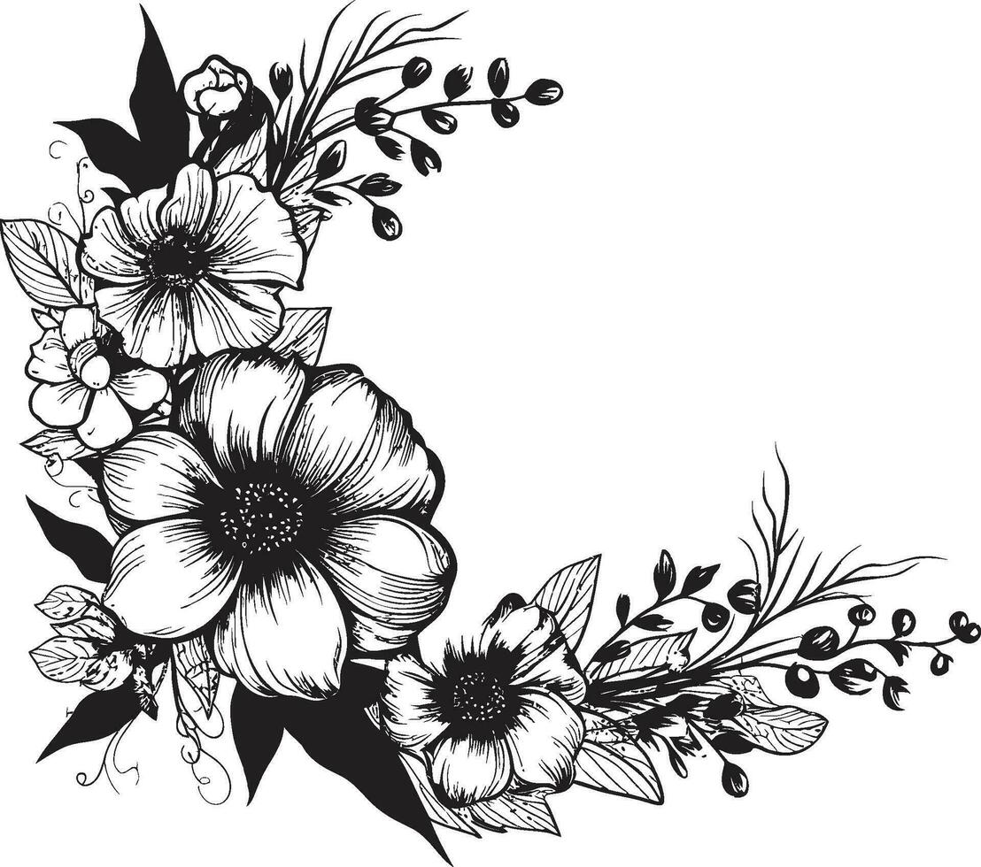 blomma accentuerade kant vektor ram design blommig glädje gräns svart vektor ikon