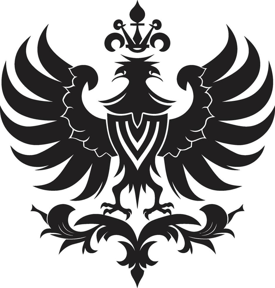 Regal Heraldik Emblem schwarz Vektor Symbol majestätisch Mantel von Waffen Vektor heraldisch Design