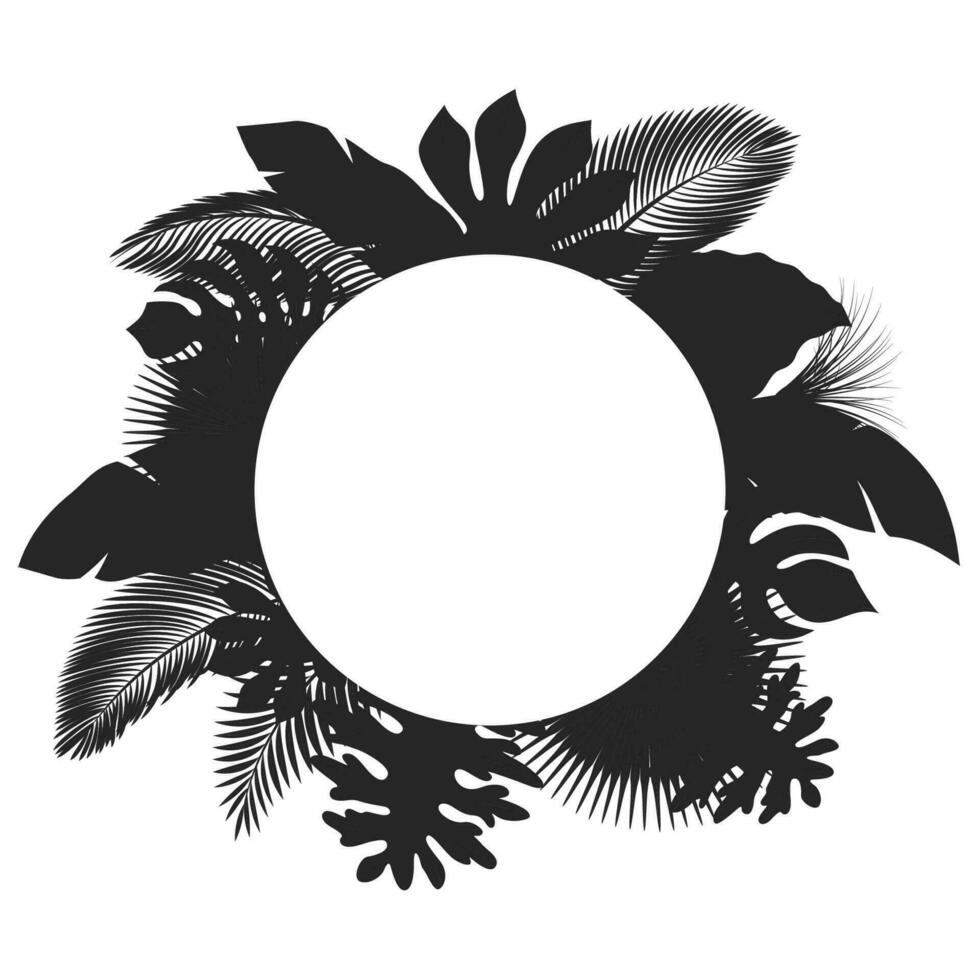 silhuett runda tropisk löv, lämplig för natur begrepp, sommar och Semester, vektor illustration
